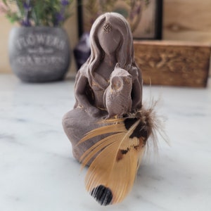 Goddess Athena with Owl statue - Gypsum Statue - Goddess Figurine - Altar Statue