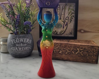 Chakra Goddess T-Lite Holder - Polyresin Statue - Goddess Figurine - Altar Statue