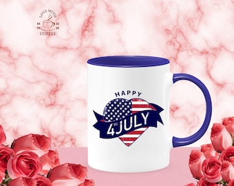 Happy 4th of July   two-toned coffee Mug USA Mug, 4th July, America Coffee Mug Gift, 4th of July, Patriotic Coffee Mug,Independence Day Coff