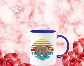Lazy Sloth two-toned coffee mug, Sloth Gift, Sloth Spirit Animal Mug, Funny Sloth Gift, Funny Sloth Mug, Funny Coffee Mug, Spirit Animal Slo