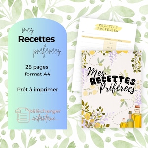 Mes recettes préférées. livre de recettes prêt à imprimer.