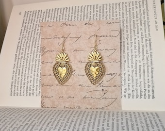 Florence and the Machine Sacred Heart Earrings gold Boho Bohemian Heart