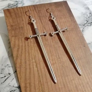 The Witcher Sword Earrings Stainless Steel Warrior Dagger Silver image 6