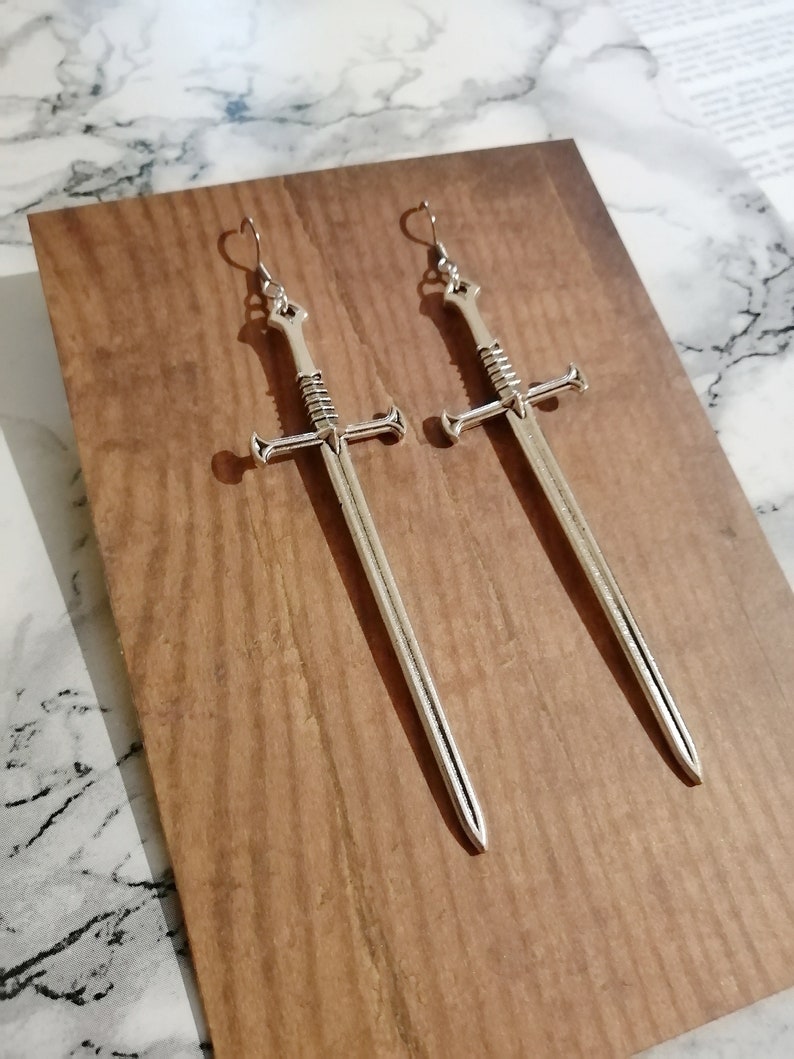 The Witcher Sword Earrings Stainless Steel Warrior Dagger Silver image 6