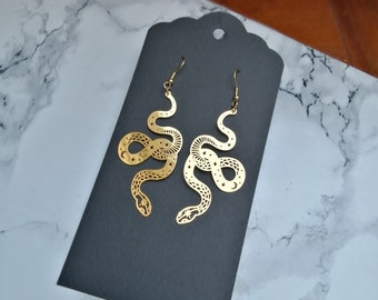 Snake Earrings Gold Medusa Stainless Steel Witchy