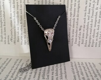 Collier crâne d’oiseau crâne d’oiseau argent Wicca Goth Noël