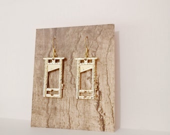 Vive la révolution earrings small guillotine stainless steel gold eat the rich <3