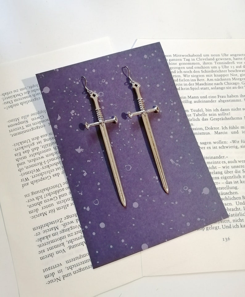 The Witcher Sword Earrings Stainless Steel Warrior Dagger Silver image 8