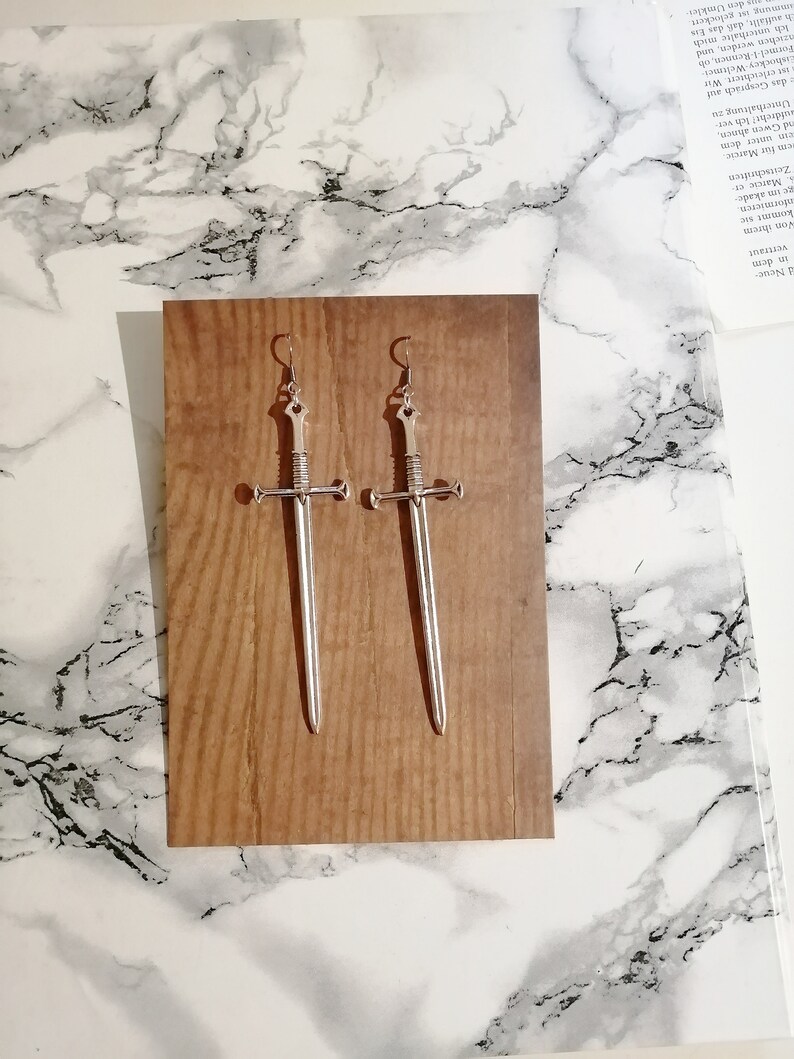 The Witcher Sword Earrings Stainless Steel Warrior Dagger Silver image 5