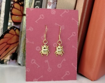 Scarab earrings gold stainless steel