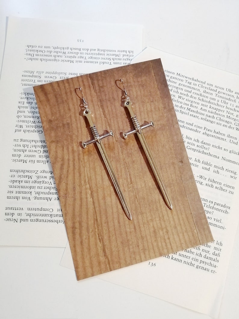 The Witcher Sword Earrings Stainless Steel Warrior Dagger Silver image 4