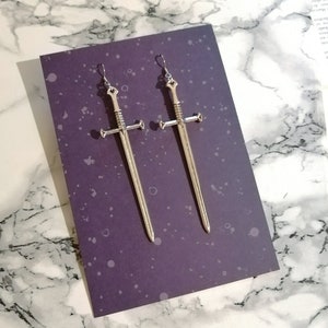 The Witcher Sword Earrings Stainless Steel Warrior Dagger Silver image 2