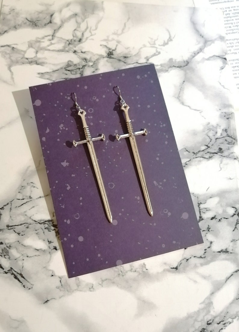 The Witcher Sword Earrings Stainless Steel Warrior Dagger Silver image 2