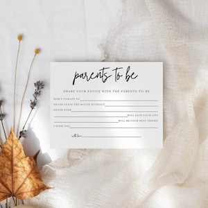 Minimalistische babyshoweradvieskaart | Advies voor toekomstige ouders | Babyshowerspellen | Wensen voor ouders | Bewerkbare sjabloon direct downloaden