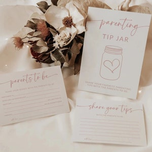 Letrero con consejos para padres en color rosa y tarjeta con consejos para los futuros padres / Juego para baby shower de niñas imprimible / Letrero con consejos para baby shower de niñas