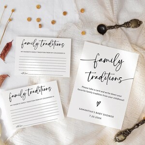 Letrero y tarjeta de tradición familiar / Comparta un recuerdo / Consejos para baby shower / Juego imprimible para baby shower / Letrero para baby shower / Plantilla editable