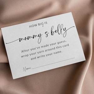 Tarjeta de juego ¿Qué tan grande es la barriga de mamá? / ¿Qué tan grande es su barriga? / ¿Qué tan grande es la barriga de mamá? / Viene con 2 tarjetas / Juego imprimible para baby shower