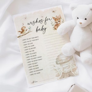 Deseos para bebé / Deseos para bebé imprimibles / Buenos deseos para bebé / Plantilla editable / Juego de baby shower minimalista / Descarga instantánea