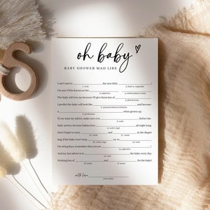 Babypartyspiel Mad Libs | Baby-Dusche-Spiele zum Ausdrucken | Babyparty Spiele Junge Mädchen | Oh Baby Mad Libs Spiel | Bearbeitbare Vorlage