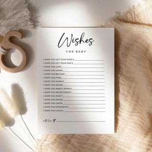 Wünsche für Baby | Wünsche für Baby Printable | Babyparty Spiel Minimalistisch | wünscht Baby gut Bearbeitbare Vorlage | Sofort Download