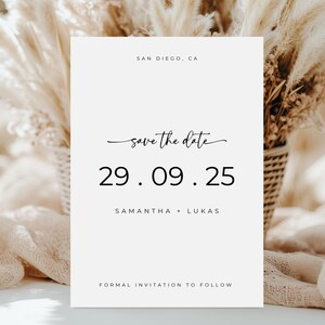 Modello moderno minimalista Save the Date / Modello numerico minimalista semplice Save the Date / Modello stampabile Save the Date / Download immediato