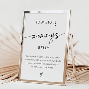 Hoe groot is mama's buikspel | Hoe groot is haar buik | Hoe groot is de buik van mama | Afdrukbaar babyshowerspel | Bord babyshower