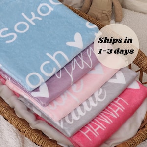 Coperta personalizzata con nome per bambini – Coperta personalizzata con nome per bambini – Regalo per baby shower o compleanno – Coperta morbida per bambini o bambine