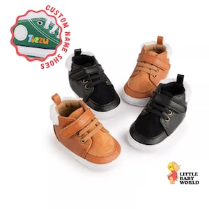 Baby Boy PU Leather Shoes – Soft Cotton Sole Toddler Shoes – Custom Casual Indoor Infant Shoes – Crib Shoes for Baby Boys