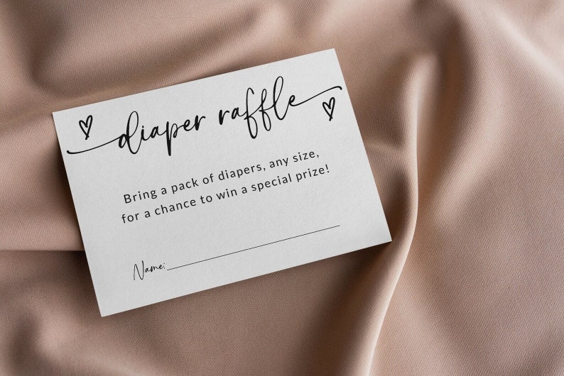 Diaper Raffle Ticket Baby Shower Diaper Raffle Game Diaper Raffle Card