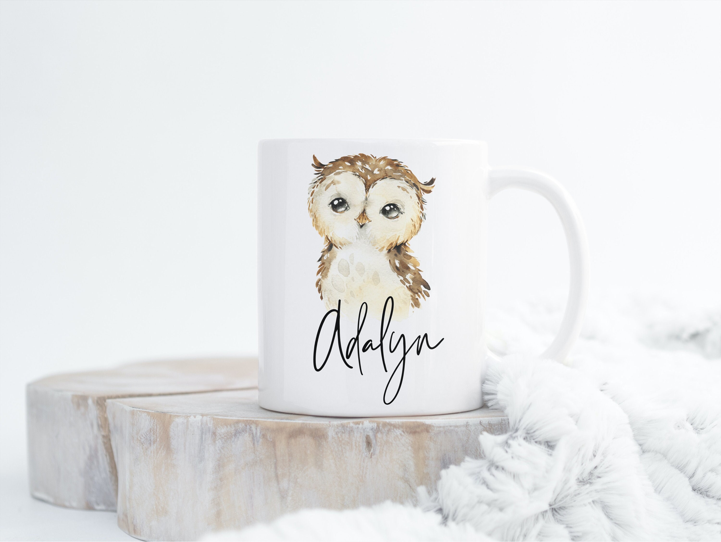 Name Owl Mug, Ceramic Owl Coffee Cup for Women, Custom Owl Coffee Mug, Personalized Owl Gift, Owl Ch