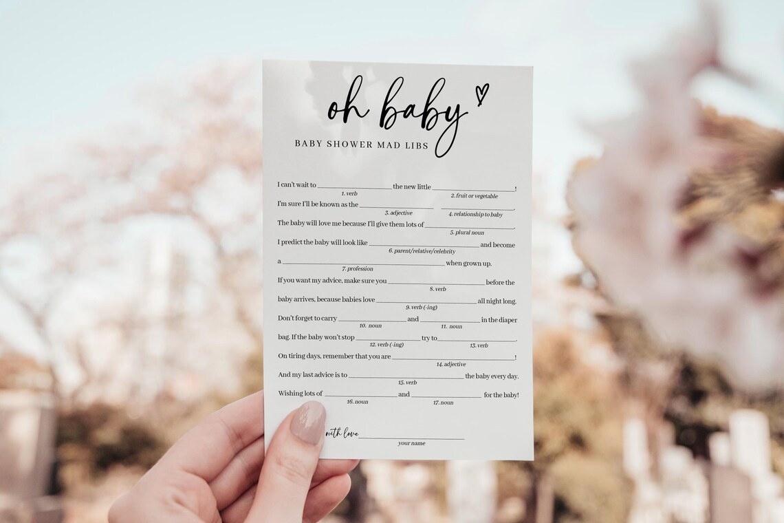 Baby Shower Game Mad Libs | Baby Shower Games Printable | Baby Shower ...