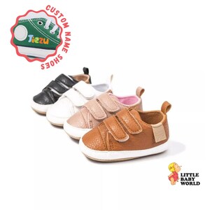 Casual PU Leather Baby Sneakers for Outdoor Infant Boys&#39; Walking Shoes, Custom Newborn Crib Baby Boy, Girl Shoes, Baby Clothes Gift