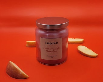 Cranberry apple marmalade candle, handmade candle, crackling wick, fall, soy& coconut wax, holiday, non-toxic, 8.oz, gift