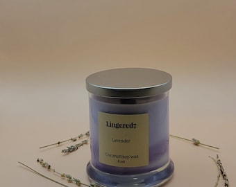 lavender 8.oz candle,  aromatherapy candle, relaxing,  non-toxic candle, crackling wood wick candle, gift ideas, meditation candle