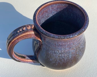 Ceramic Mug, glazed with a custom purple and blue gloss.