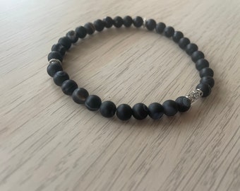 Matte Black Agate Tasbih Bracelet (33 Beads)