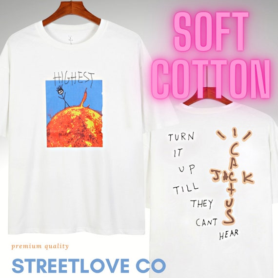 Travis Scott Tee Cactus Jack White Tshirt %100 Soft Cotton 