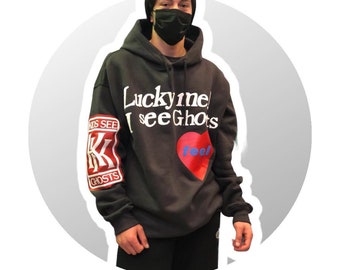 J Hope Lucky Me I See Ghosts Hoodie Green Kanye West LUCKY ME 3D