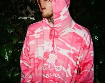 Lil Peep Pink Oversize Hoodie %100 Coton - Hell Boy Hoodie - lil peep camo sweat à capuche