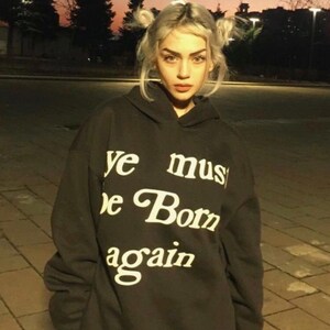 Ye Must Be Born Again (Puff Print) REAL Oversize Hoodie 3D Print Cotton Unisex Streetwear Hoodie, %100 High Quality Soft Cotton image 4