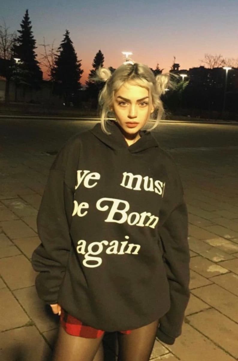 Ye Must Be Born Again (Puff Print) REAL Oversize Hoodie 3D Print Cotton Unisex Streetwear Hoodie, %100 High Quality Soft Cotton image 4