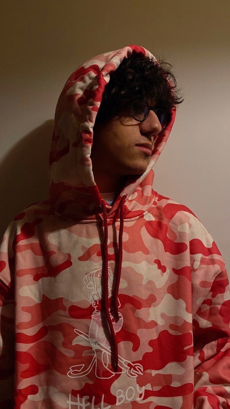 Lil Peep Pink Oversize Hoodie %100 Coton Hell Boy Hoodie lil peep camo sweat à capuche image 6