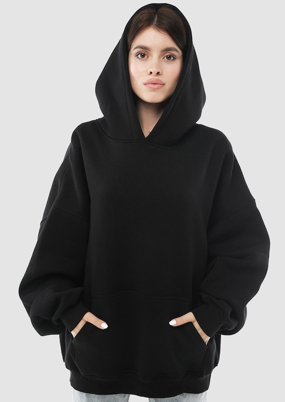 Basic Black Oversize Hoodie Sweater - Etsy