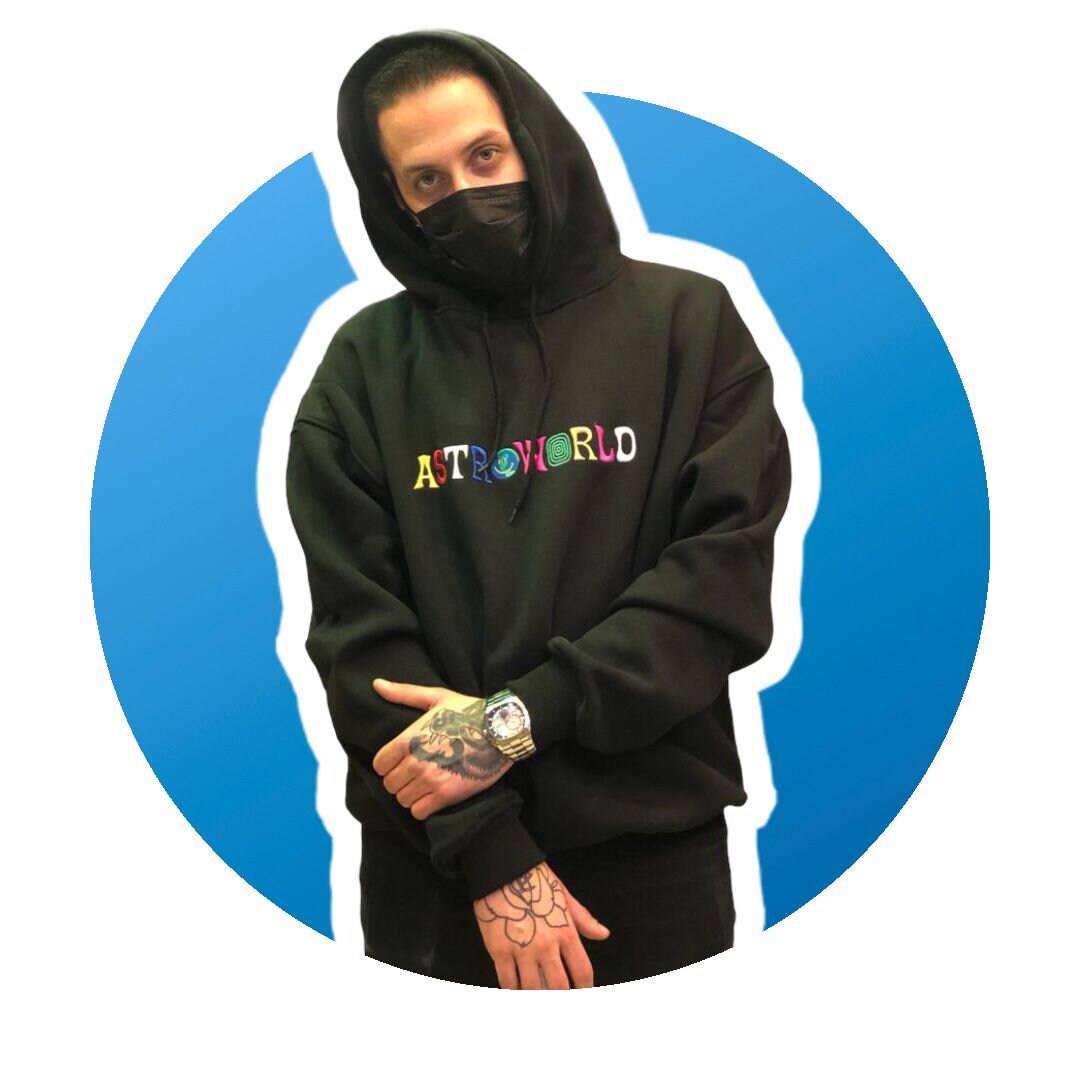 Astroworld Travis Scott Black Oversize Hoodie Embroidered Hoodie