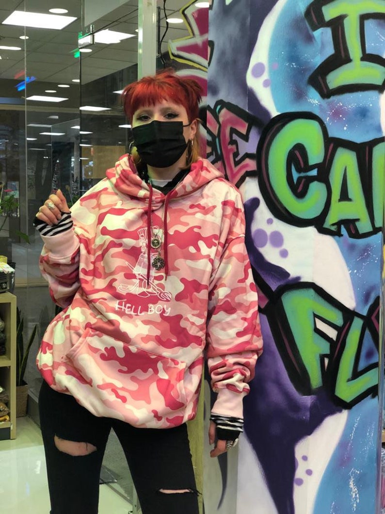 Lil Peep Pink Oversize Hoodie %100 Coton Hell Boy Hoodie lil peep camo sweat à capuche image 5