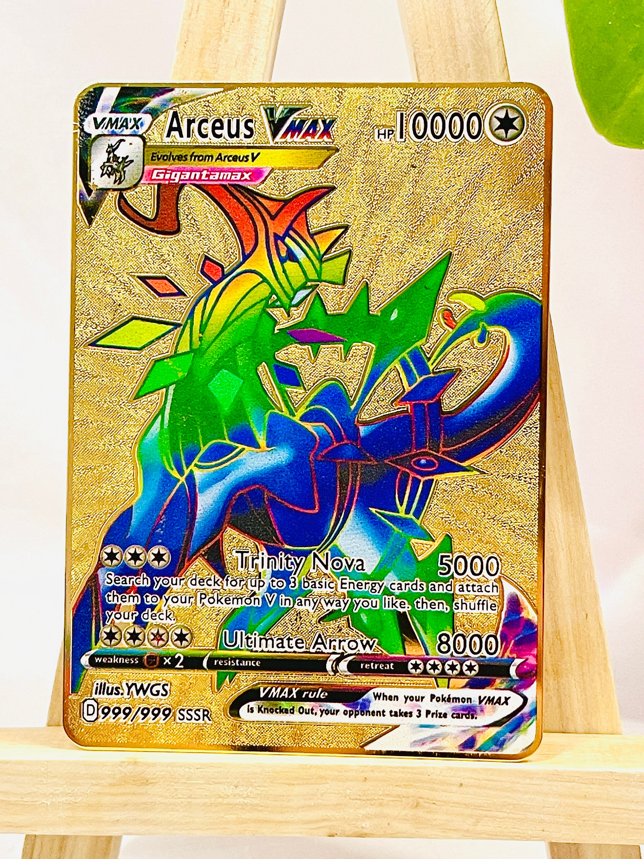 rainbow-arceus-vmax-gold-metal-pok-mon-card-arceus-tribute-etsy