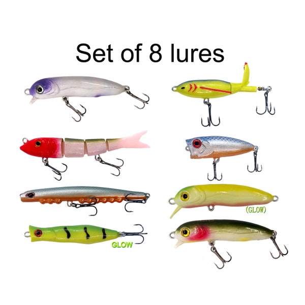 PLUSINNO Top Water Fishing Lures 4-Pack – Plopper Lures For Bass, Trout, Pike With Rotating Blade Tail