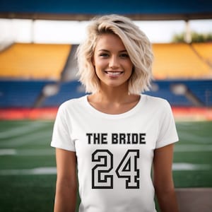 Team Bride Shirts, Football Bachelorette Group Shirts, Sports number Tops, Bridal Party Shirts, Personalized Number Bachelorette, Team Sport
