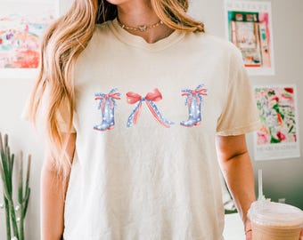 American Flag Comfort Colors Cropped T-Shirt, America Tee, 4th of July Fourth TShirt Woman, Patriotic July 4th Outfit, Western America Shirt