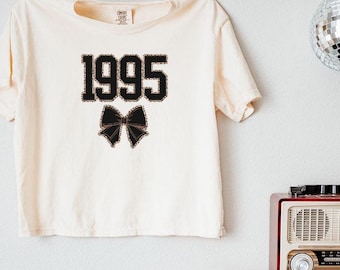 Birth year shirt Comfort Color Crop Top, Birthday T-shirt, Vintage inspired shirt, 1995 Shirt, 30th Birthday, 1995 Birth Year Shirt Gift